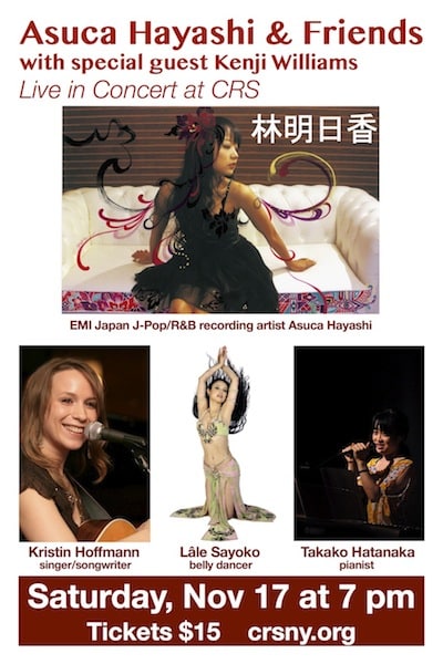 Asuca Hayashi, Kristin Hoffmann & Friends in Concert 11/17 at 7 pm