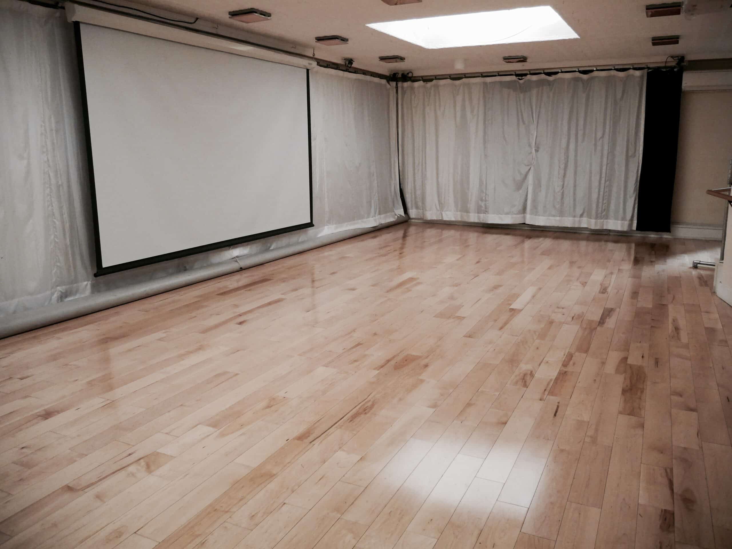 CRS Studio wood floor video screen